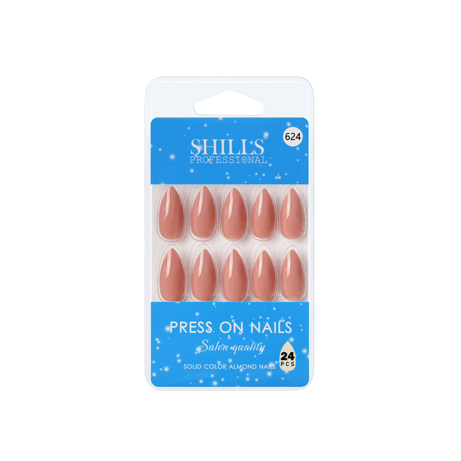 Shills Professional Reusable Almond Press On Nails - Peach