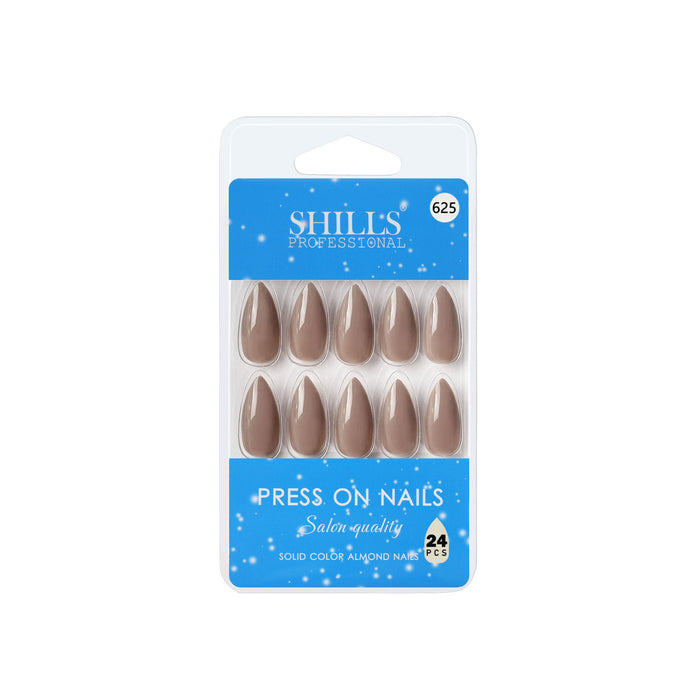 Shills Professional Reusable Almond Press On Nails - Nude