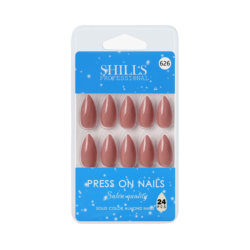 Shills Professional Reusable Almond Press On Nails - Nude