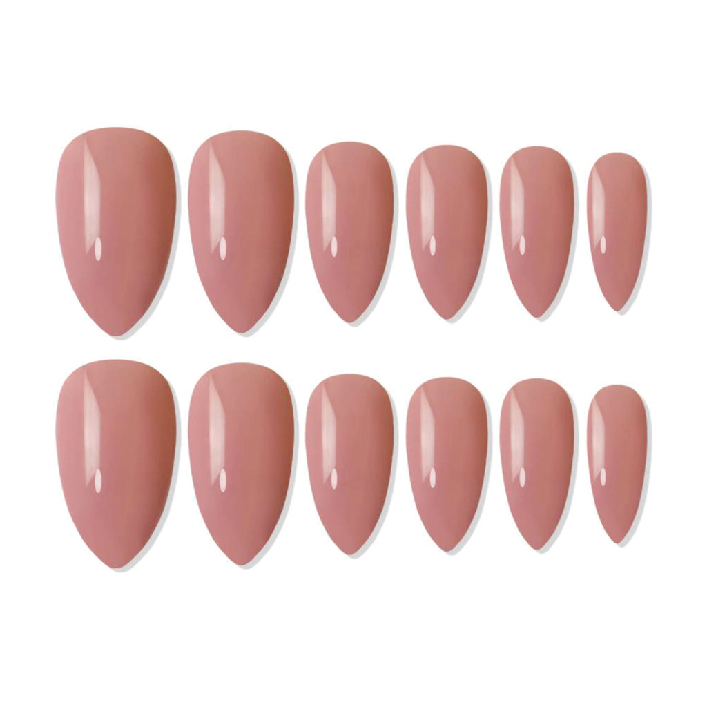 Shills Professional Reusable Almond Press On Nails - Nude