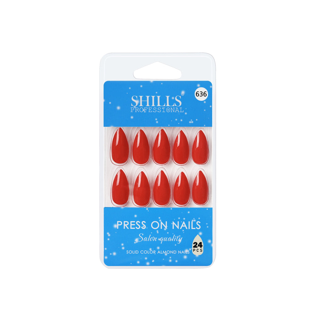 Shills Professional Reusable Almond Press On Nails - Red