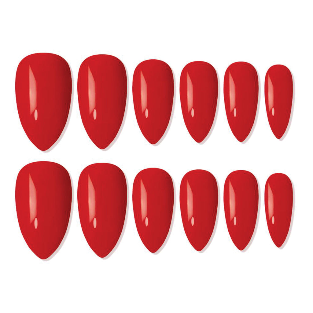 Shills Professional Reusable Almond Press On Nails - Red