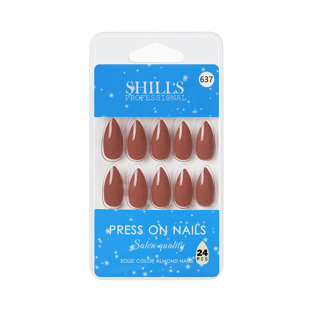 Shills Professional Reusable Almond Press On Nails - Maroon