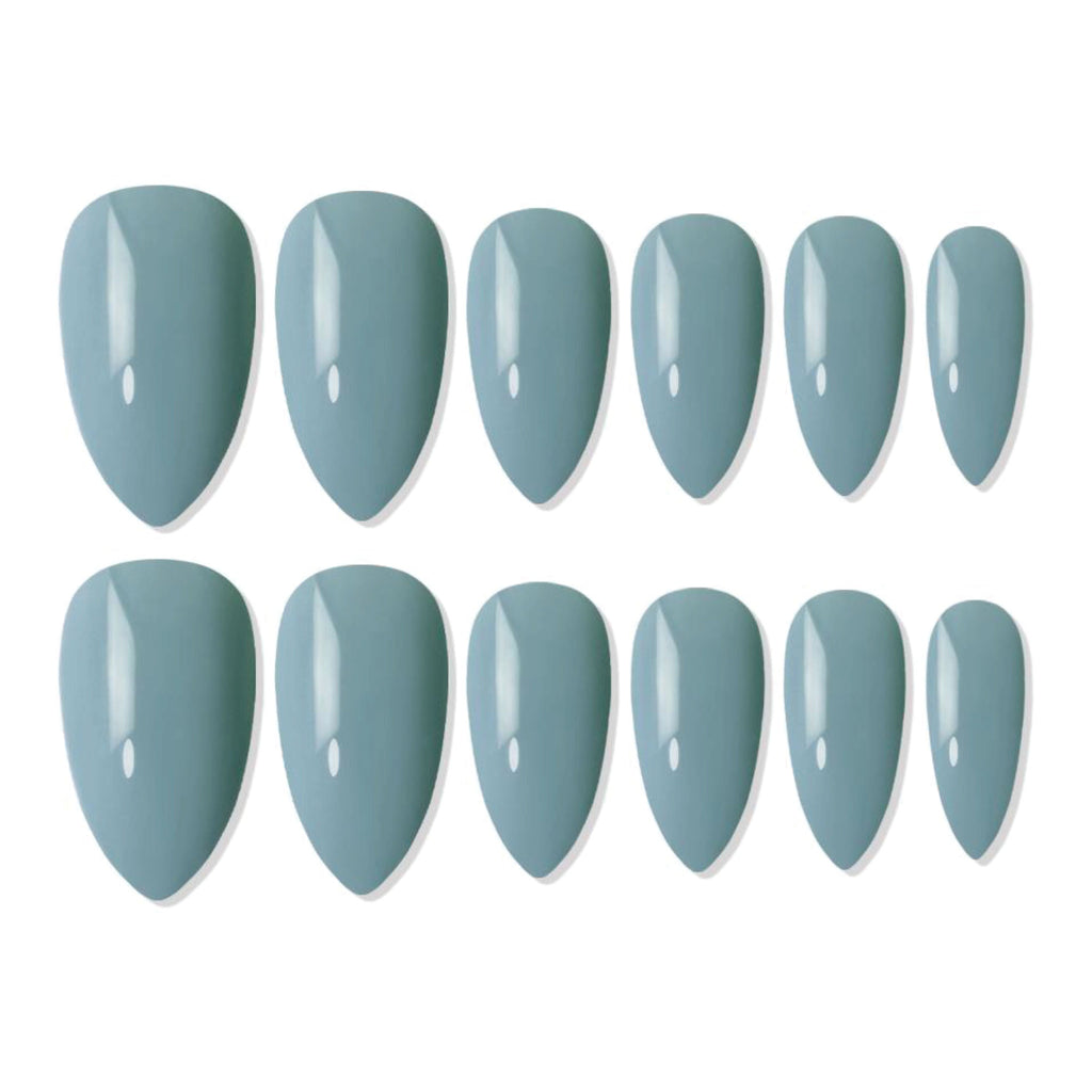 Shills Professional Reusable Almond Press On Nails - Blue