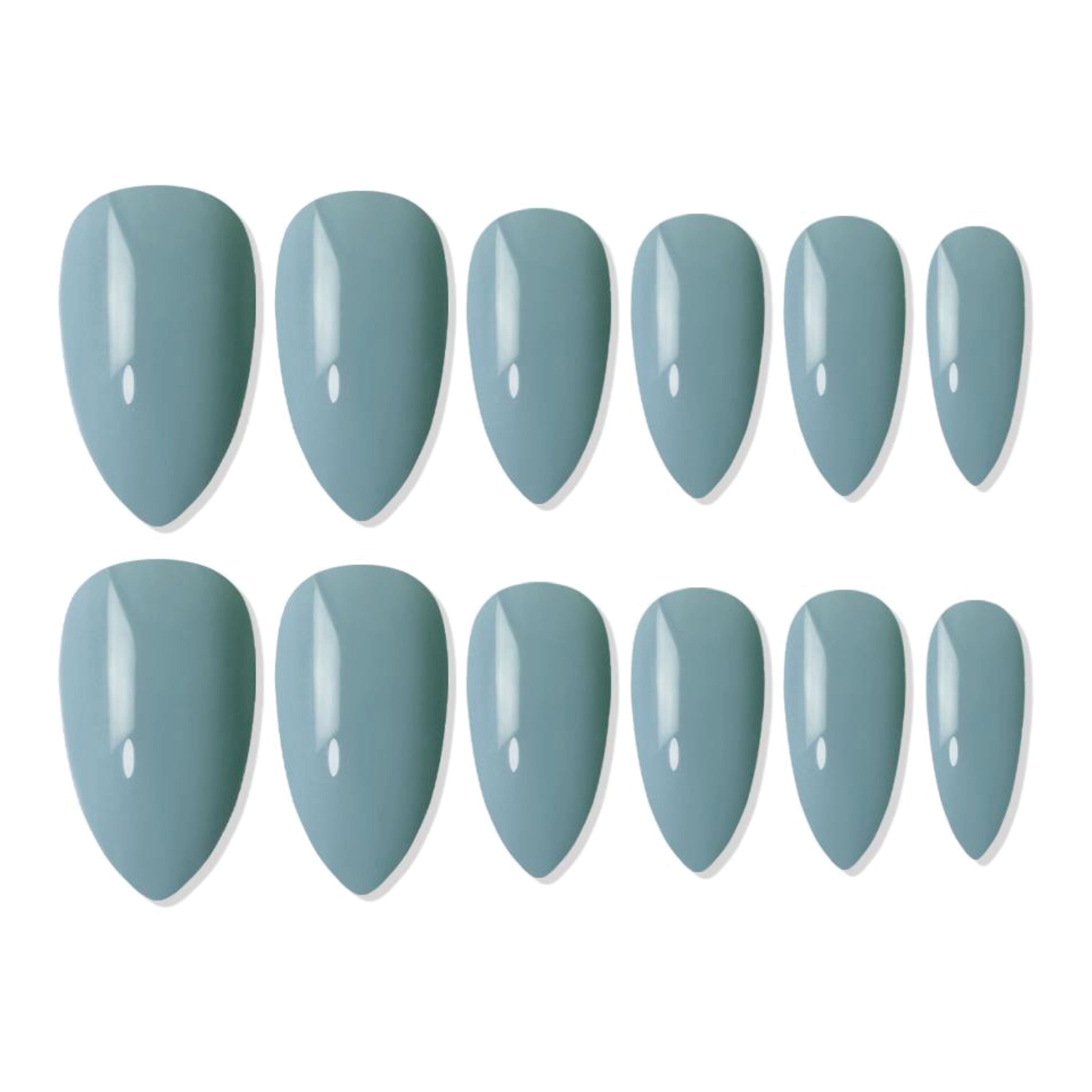 Shills Professional Reusable Almond Press On Nails - Blue