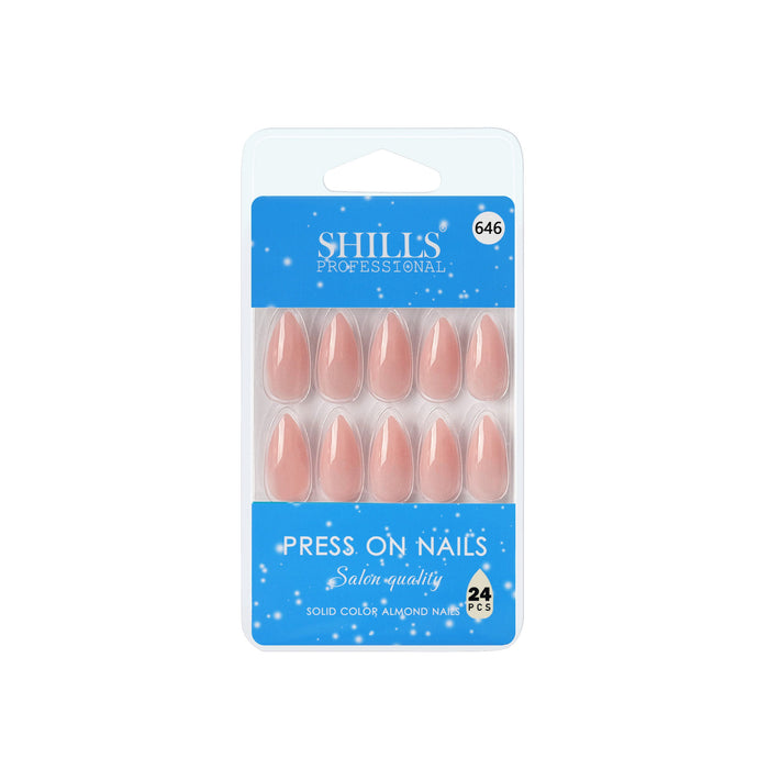 Shills Professional Reusable Almond Press On Nails - Peach