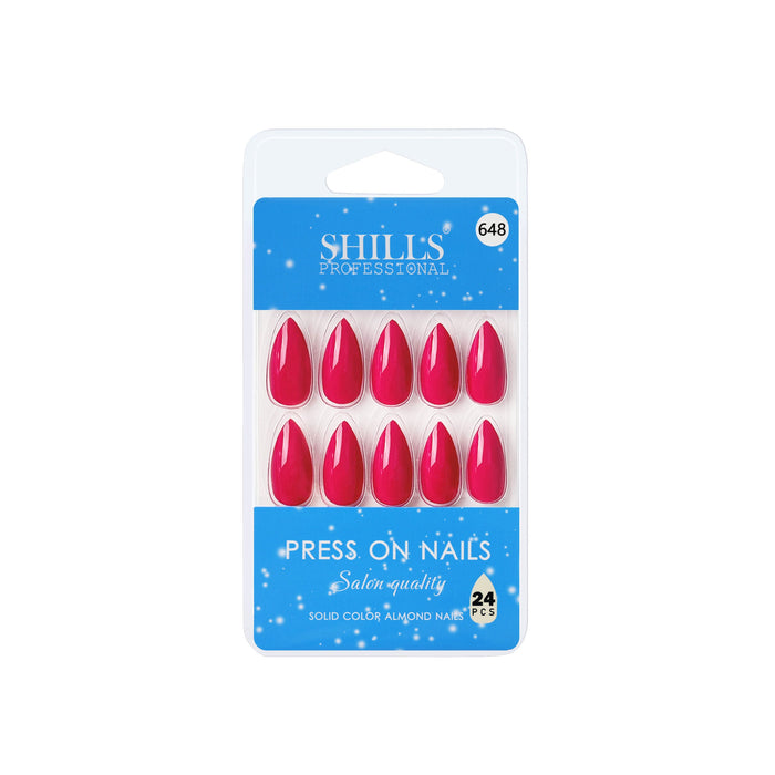 Shills Professional Reusable Almond Press On Nails - Red