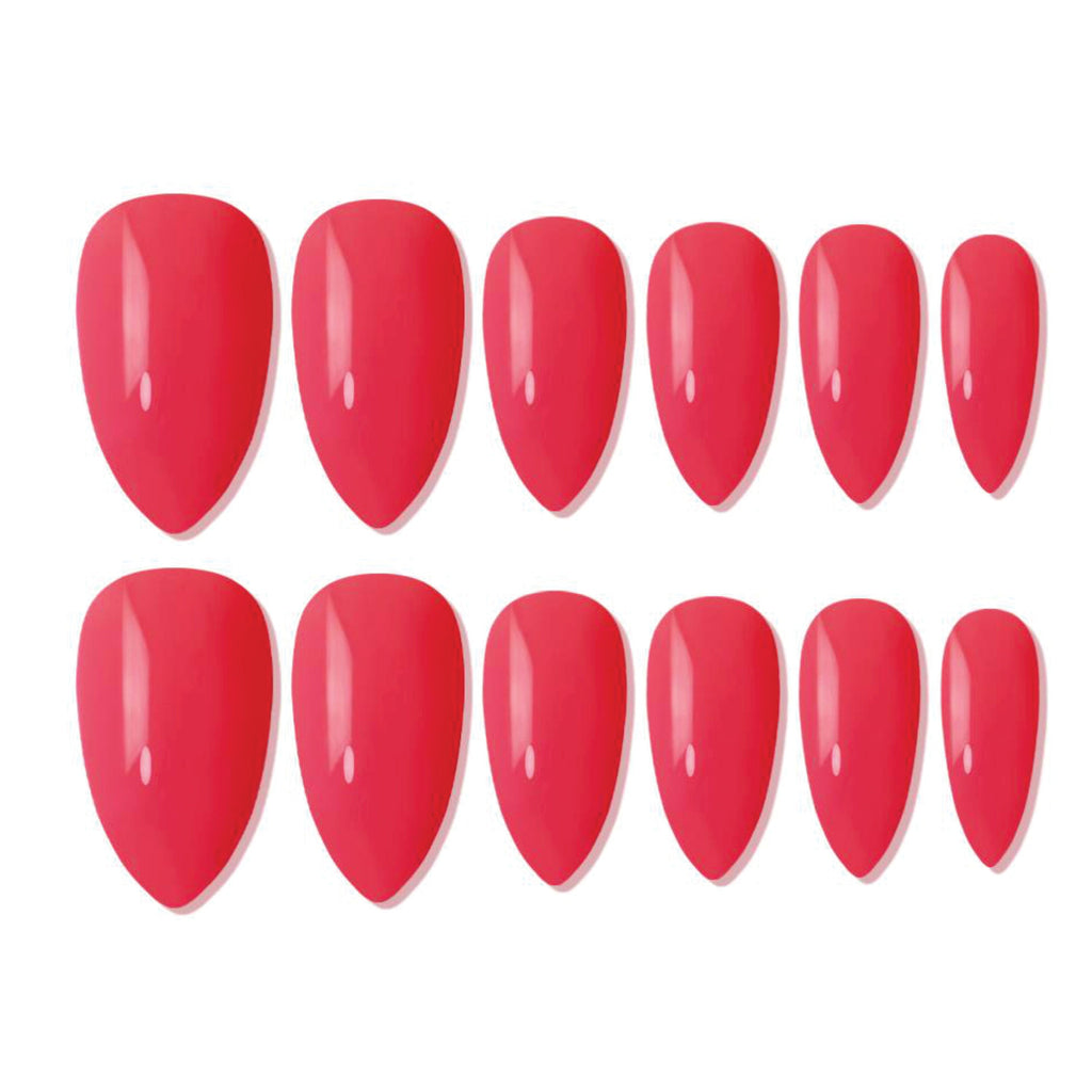 Shills Professional Reusable Almond Press On Nails - Red