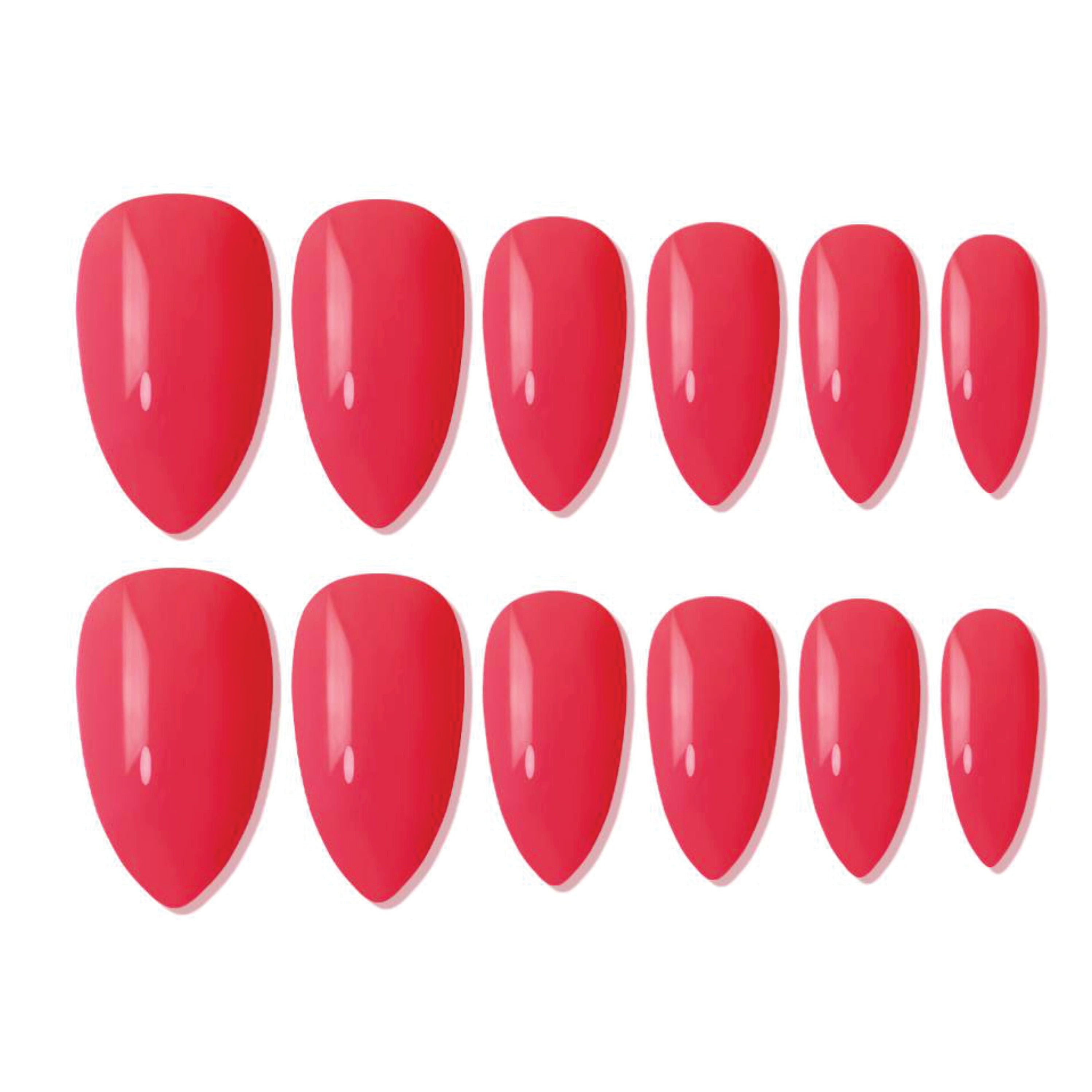 Shills Professional Reusable Almond Press On Nails - Red