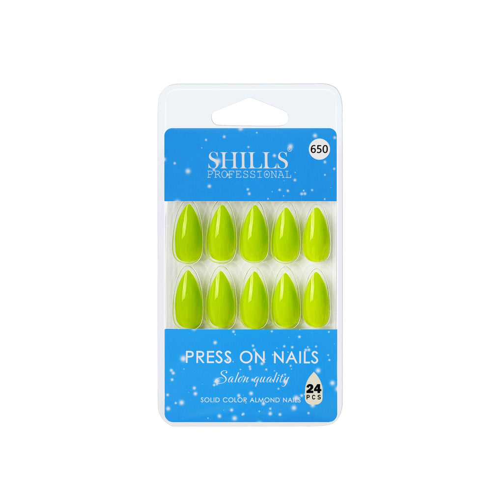 Shills Professional Reusable Almond Press On Nails - green