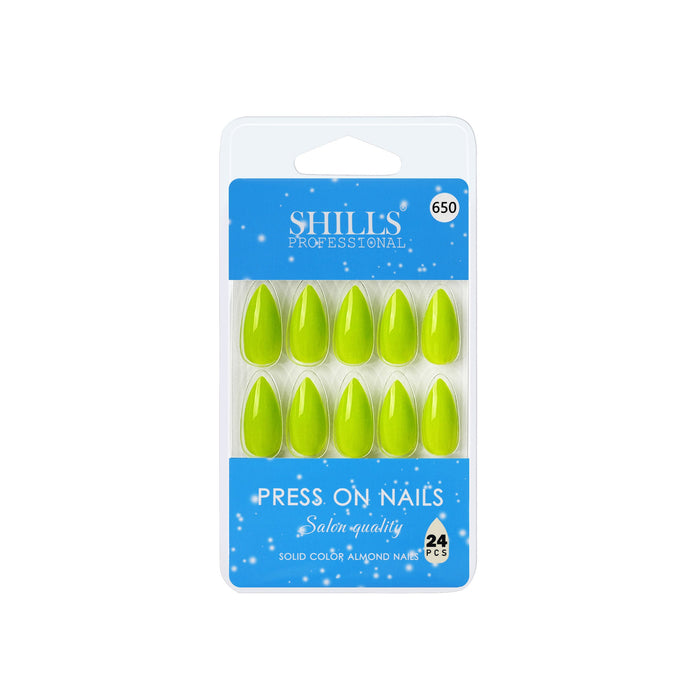 Shills Professional Reusable Almond Press On Nails - green