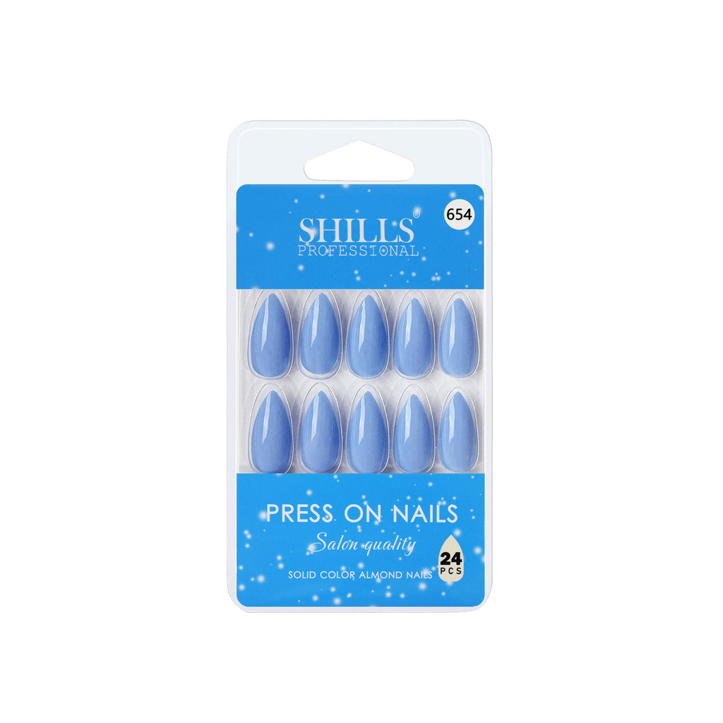 Shills Professional Reusable Almond Press On Nails - blue