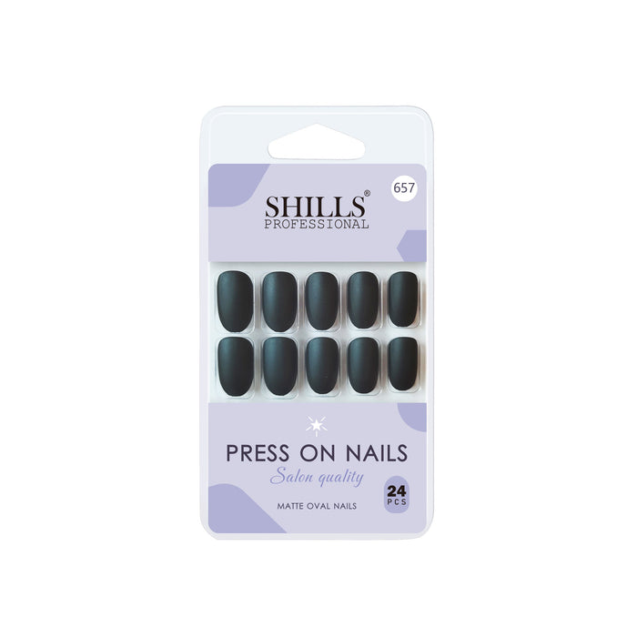 Shills Professional Reusable Oval Press On Nails - Black