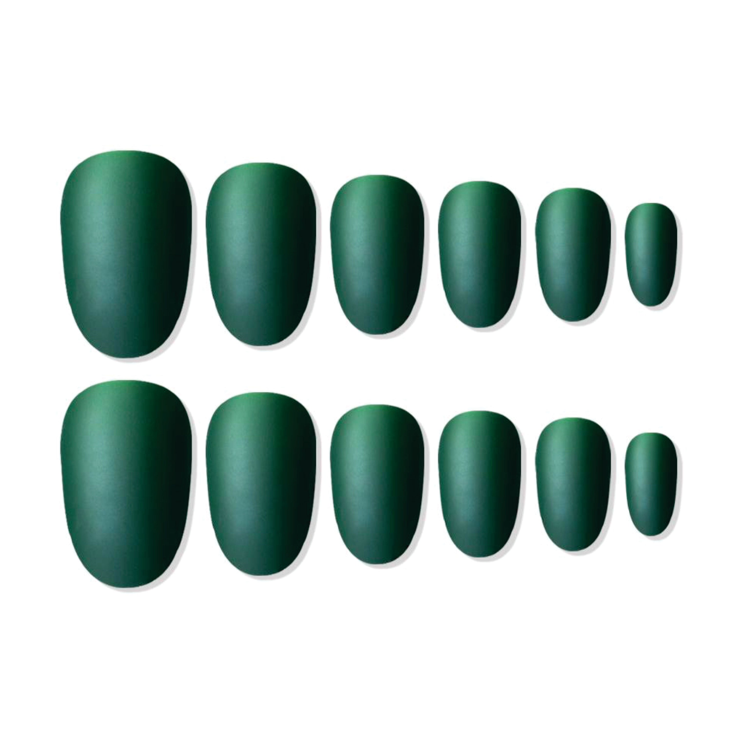 Shills Professional Reusable Oval Press On Nails - green