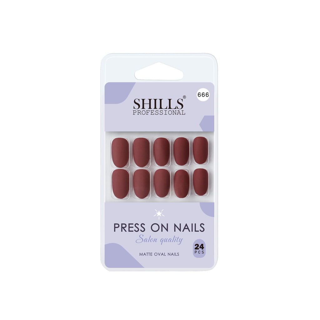 Shills Professional Reusable Oval Press On Nails - Maroon