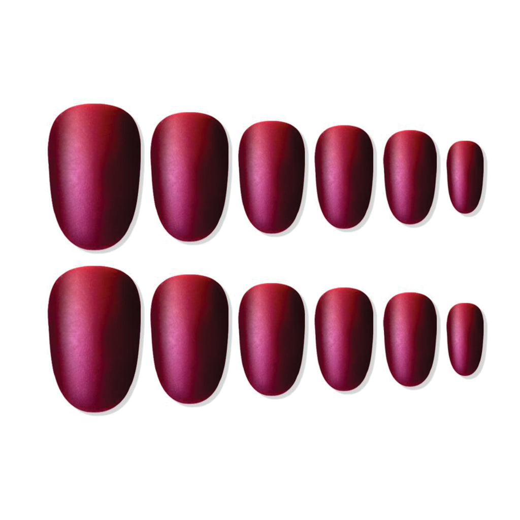 Shills Professional Reusable Oval Press On Nails - Maroon