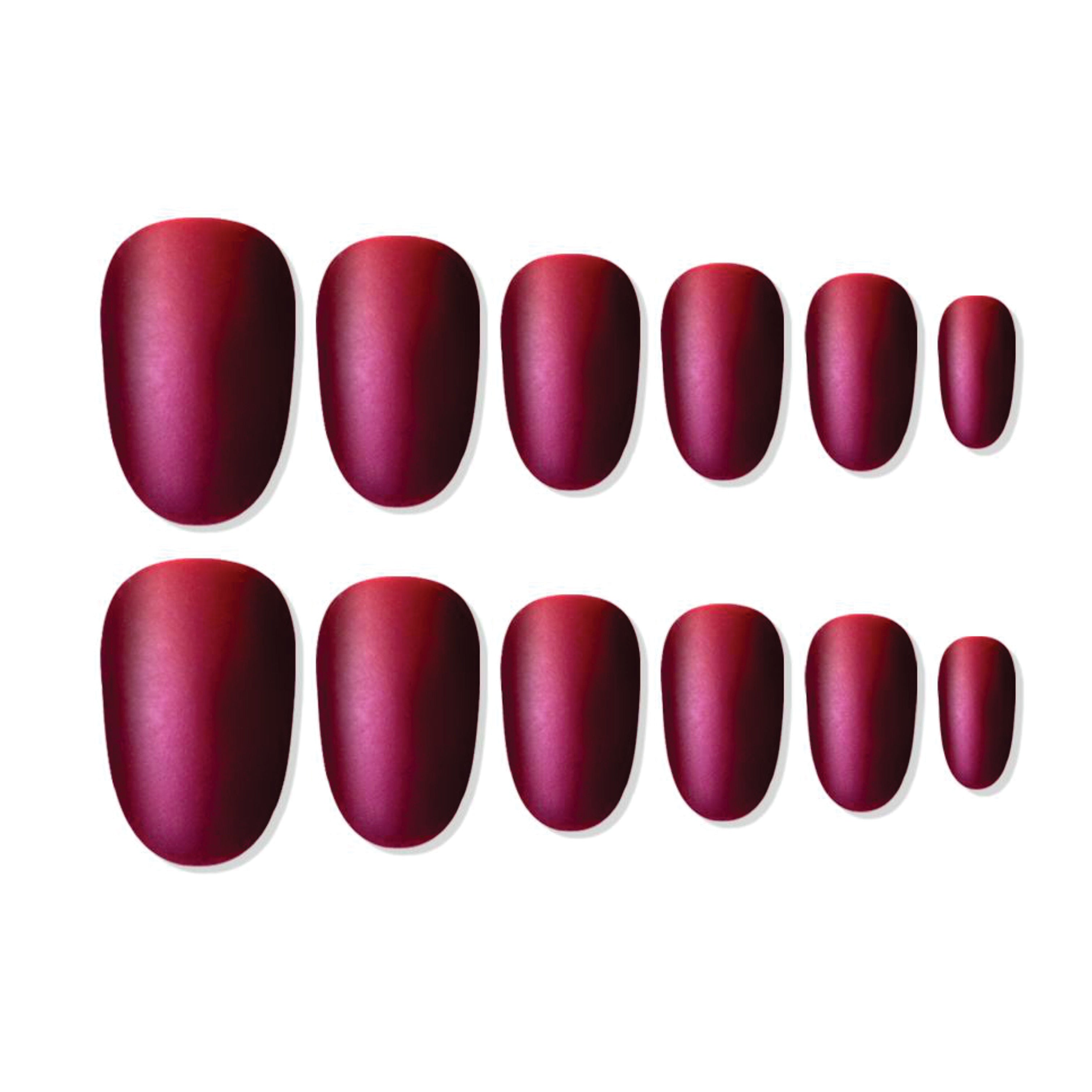 Shills Professional Reusable Oval Press On Nails - Maroon
