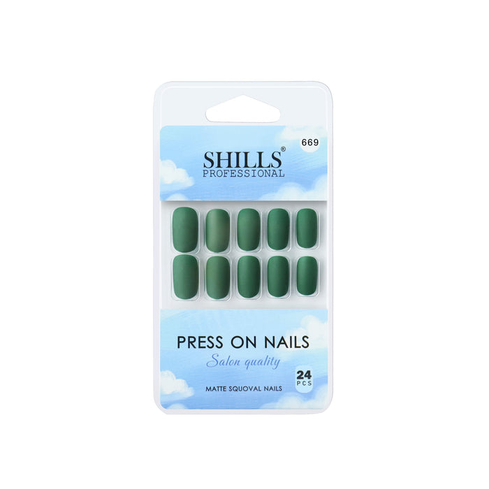 Shills Professional Reusable Square Press On Nails - green