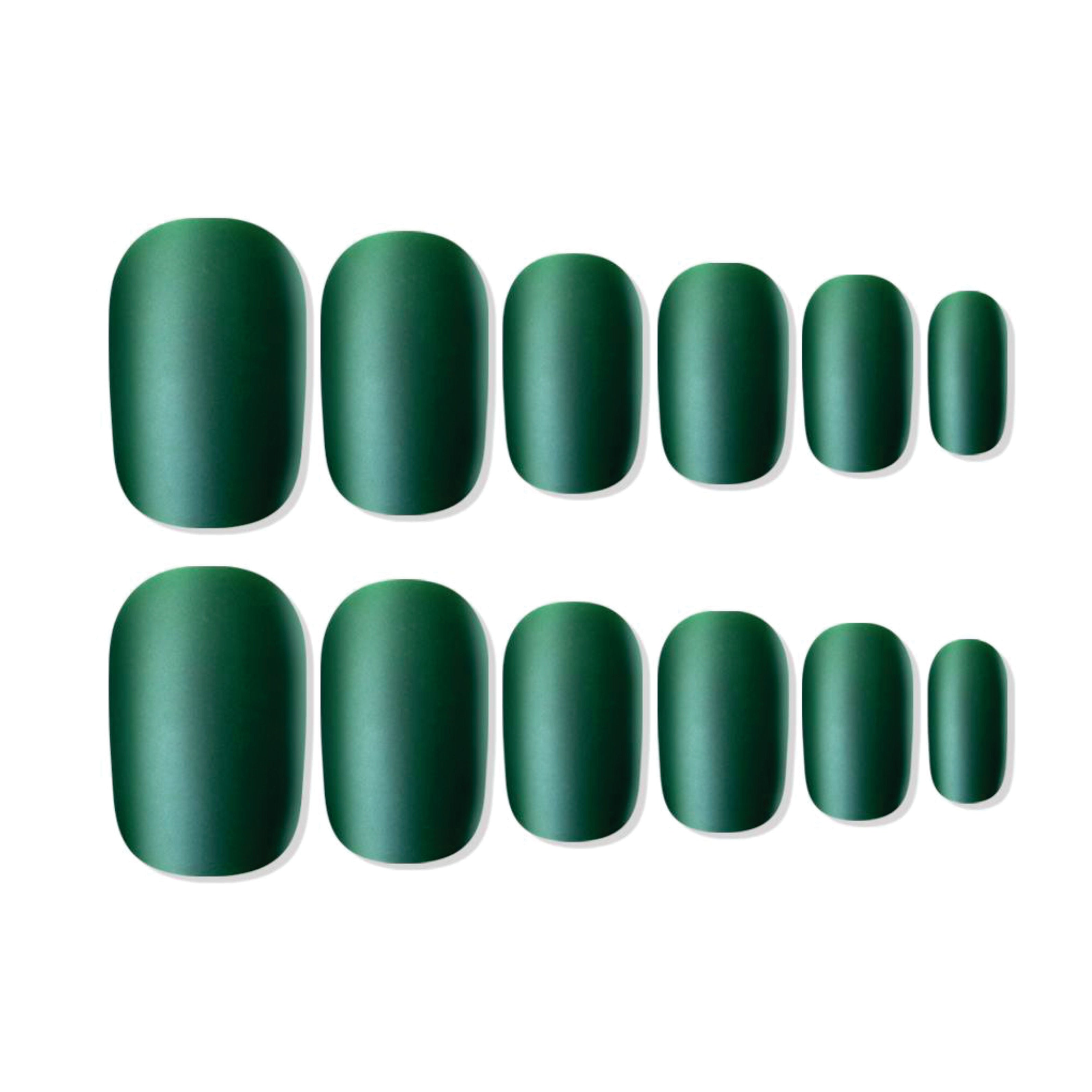 Shills Professional Reusable Square Press On Nails - green