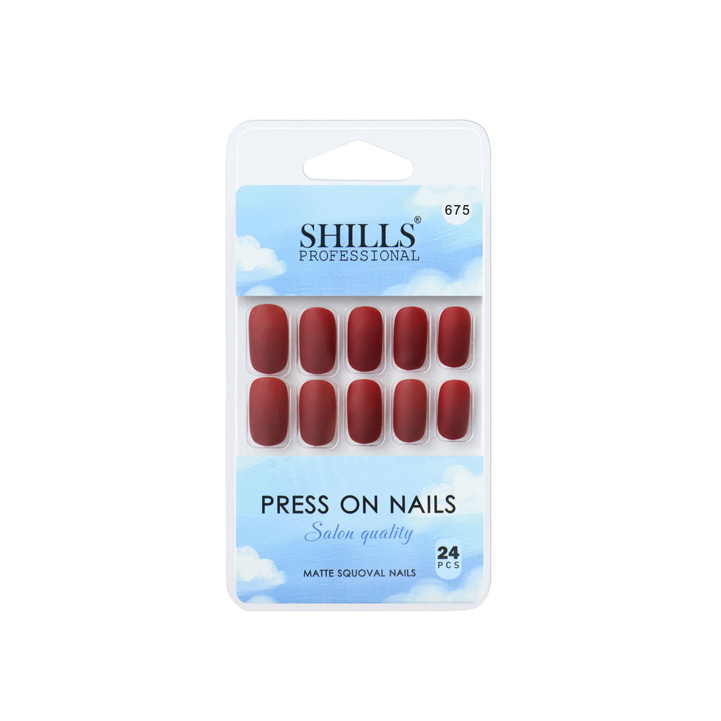 Shills Professional Reusable Square Press On Nails - Maroon