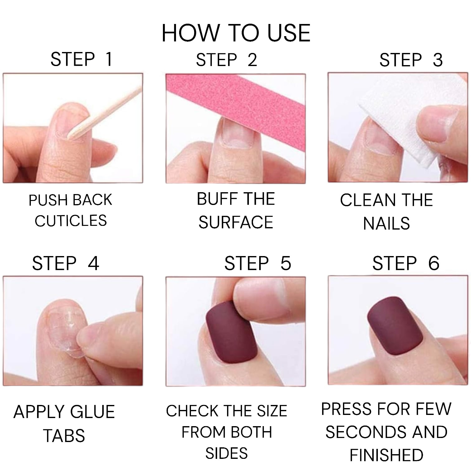 Shills Professional Reusable Square Press On Nails - Maroon