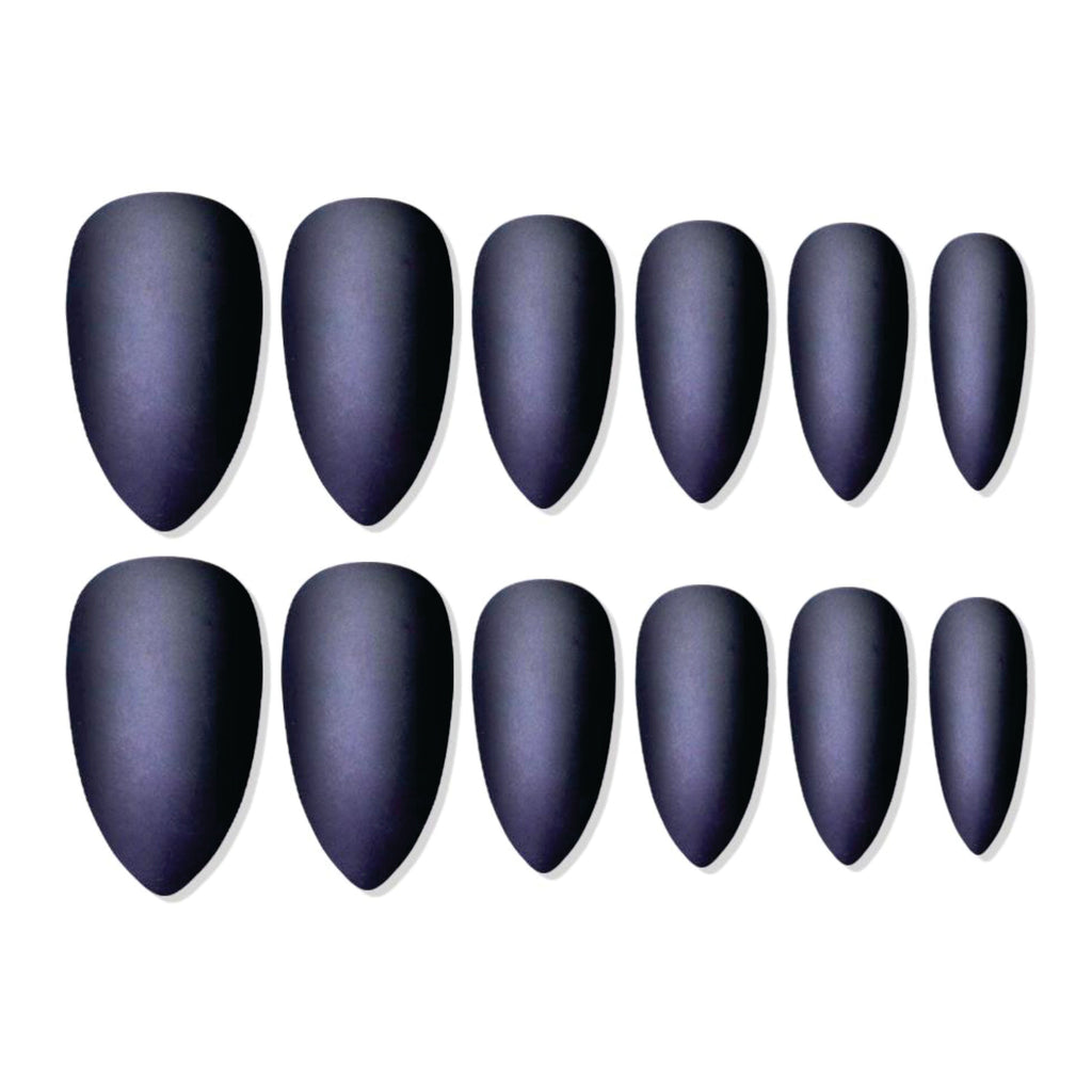 Shills Professional Reusable Sharp Almond Press On Nails - Black