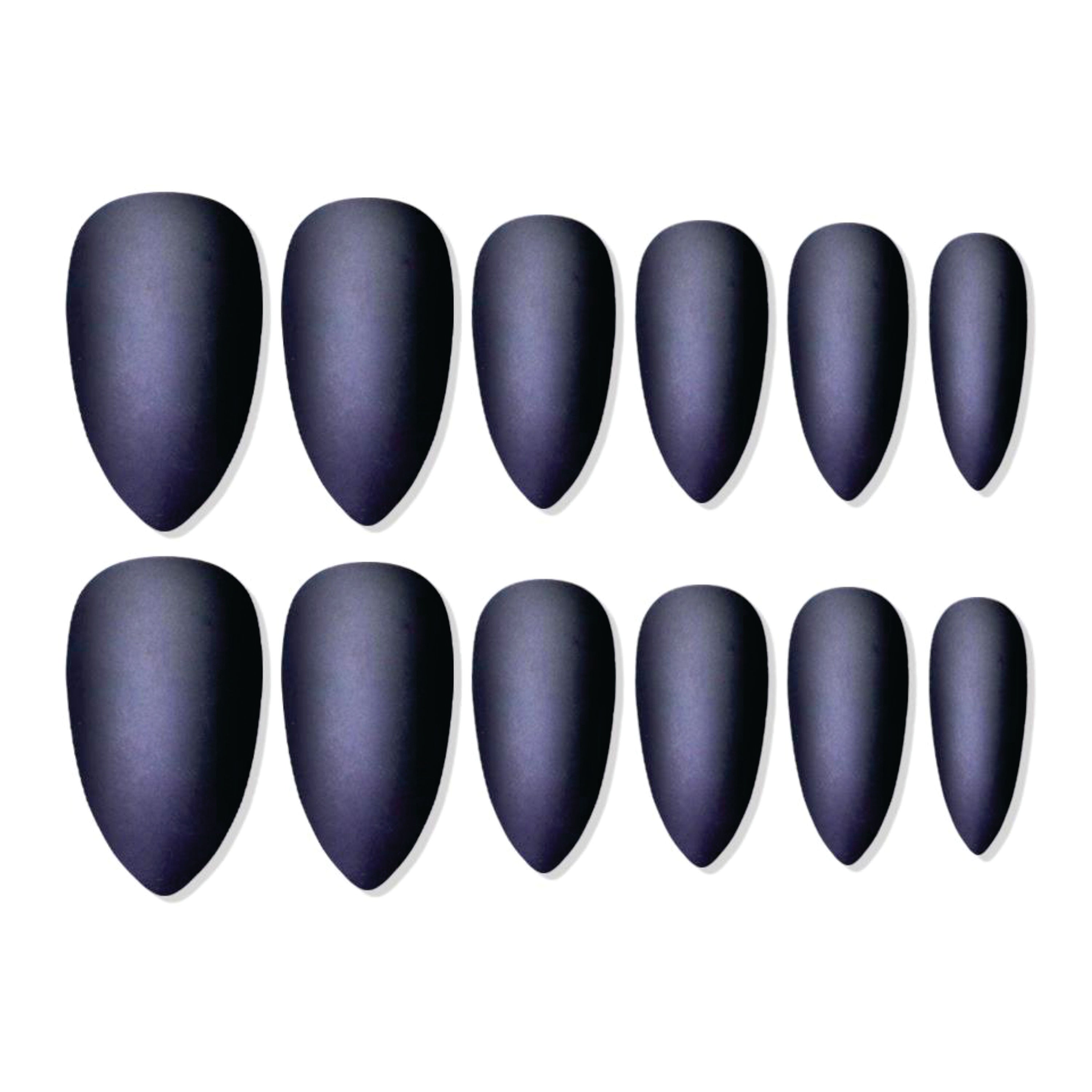 Shills Professional Reusable Sharp Almond Press On Nails - Black
