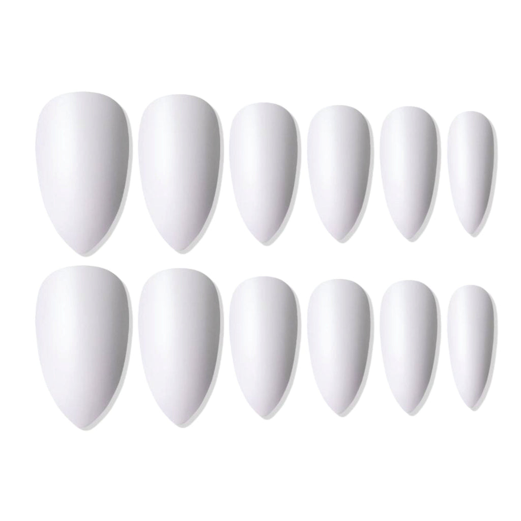 Shills Professional Reusable Sharp Almond Press On Nails - White