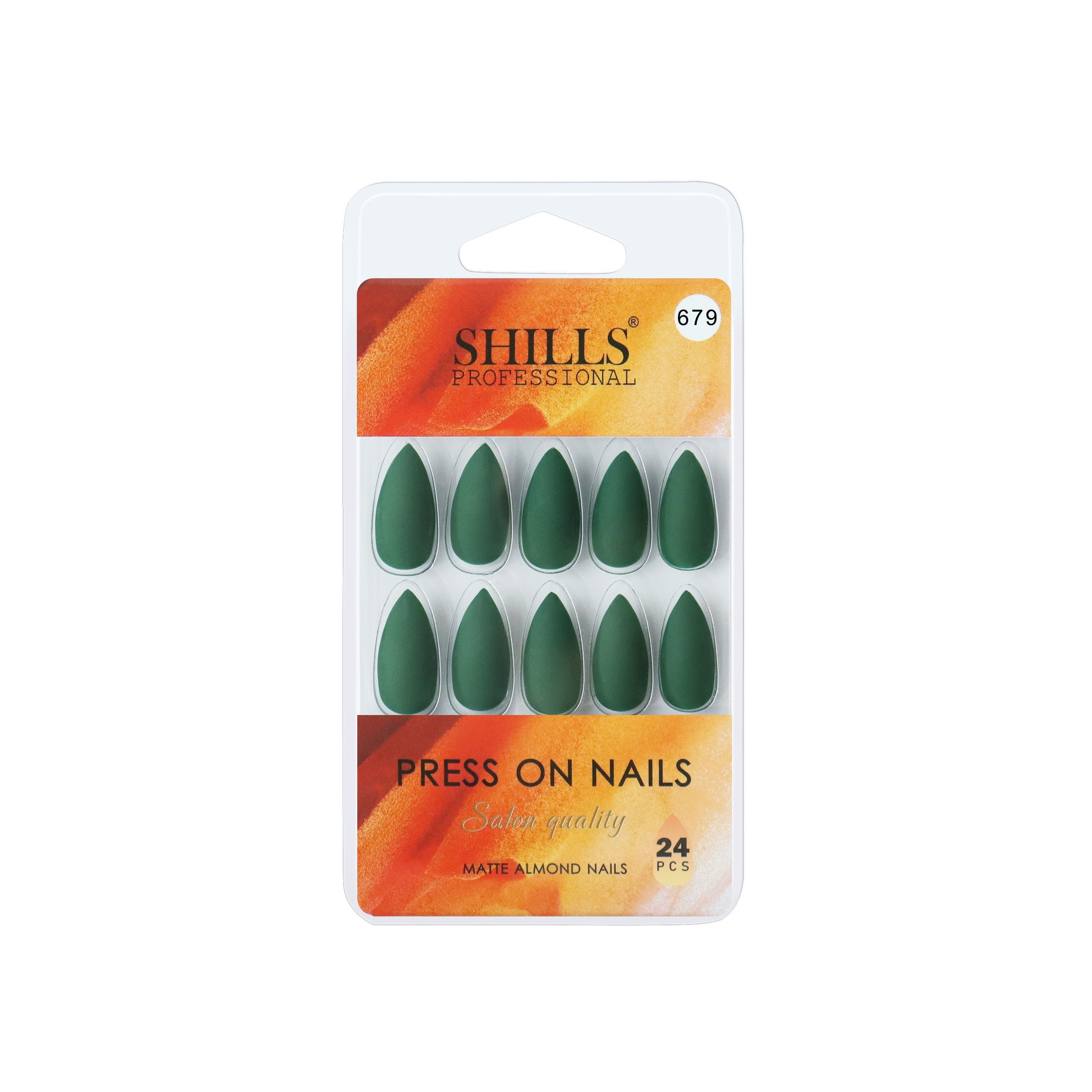 Shills Professional Reusable Sharp Almond Press On Nails - green