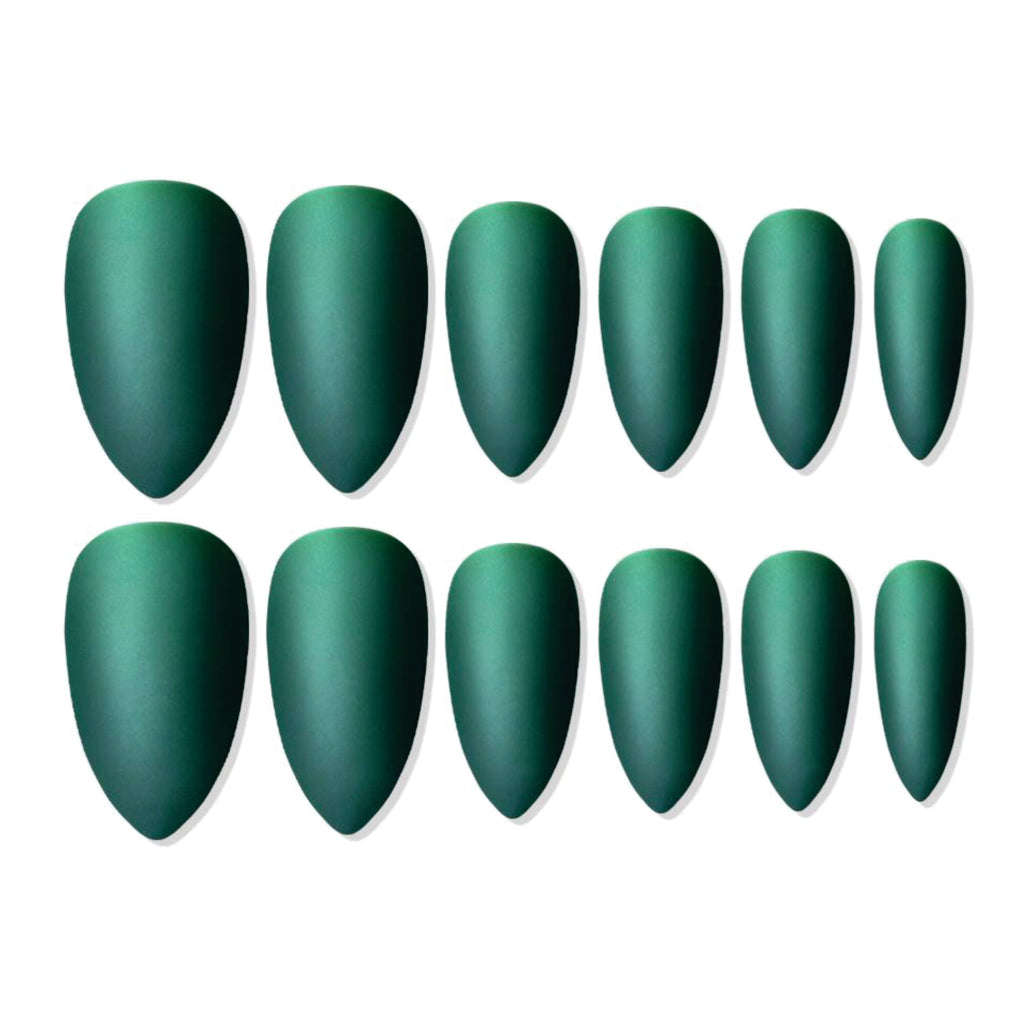Shills Professional Reusable Sharp Almond Press On Nails - green