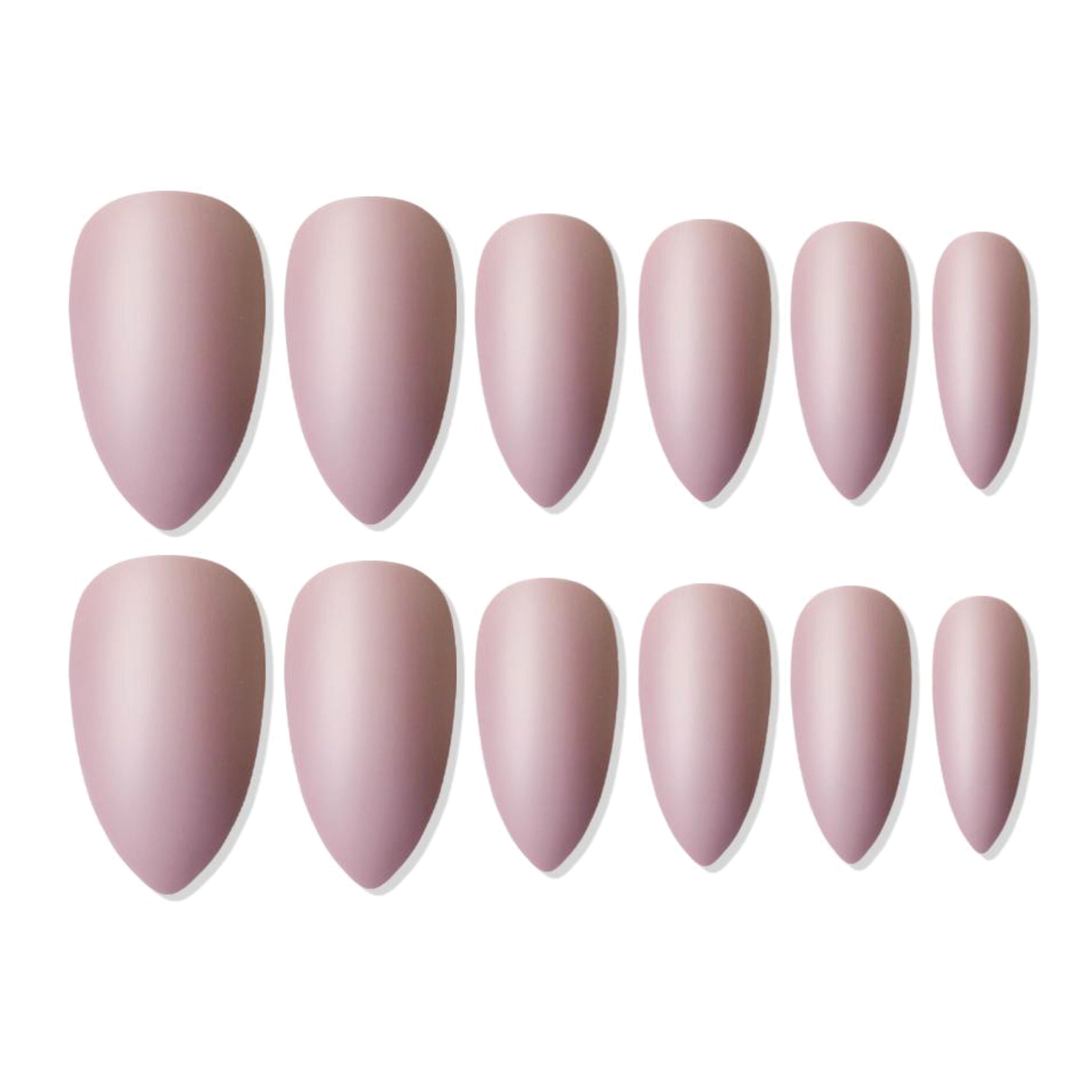 Shills Professional Reusable Sharp Almond Press On Nails - Peach
