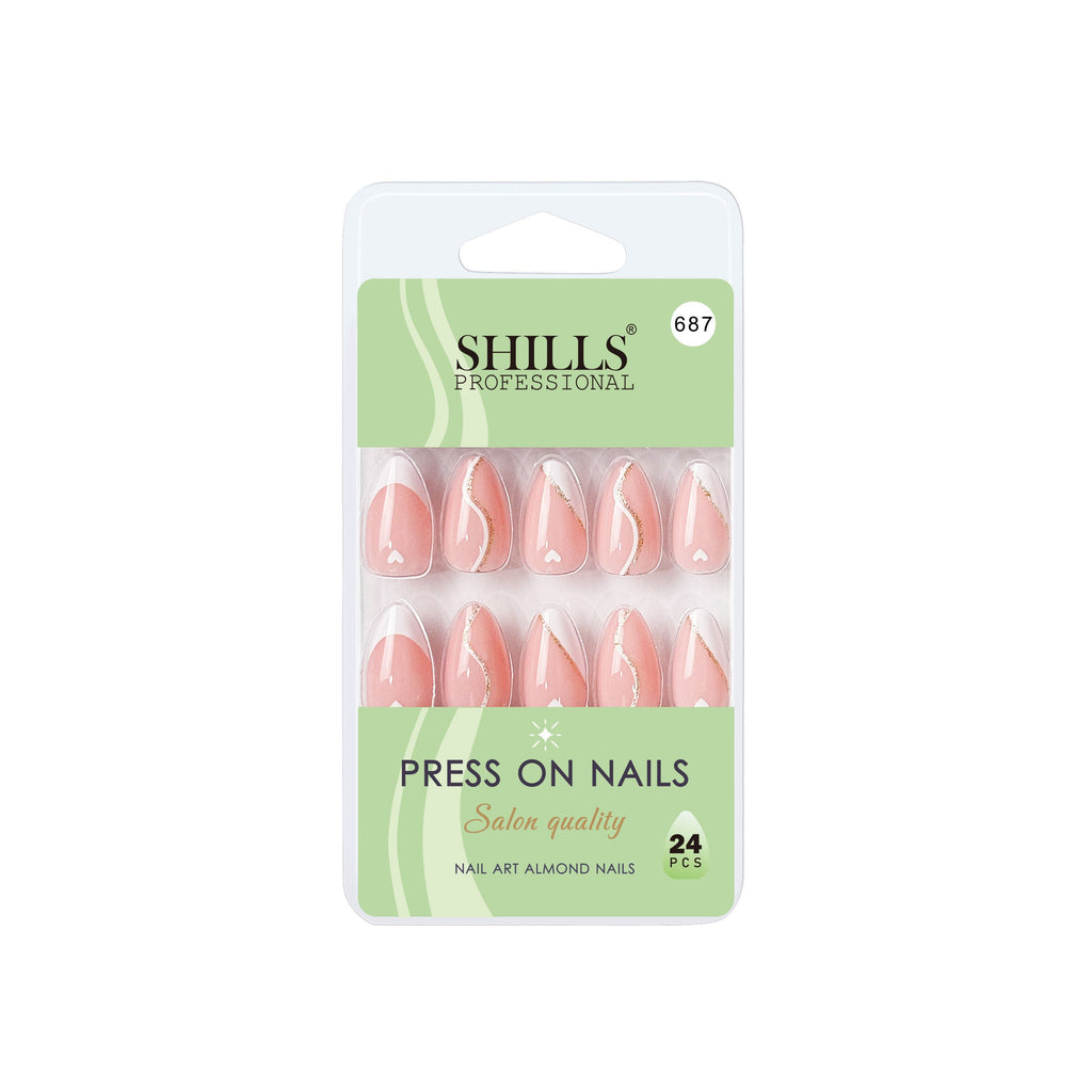 Shills Professional Reusable Almond Press On Nails - Peach