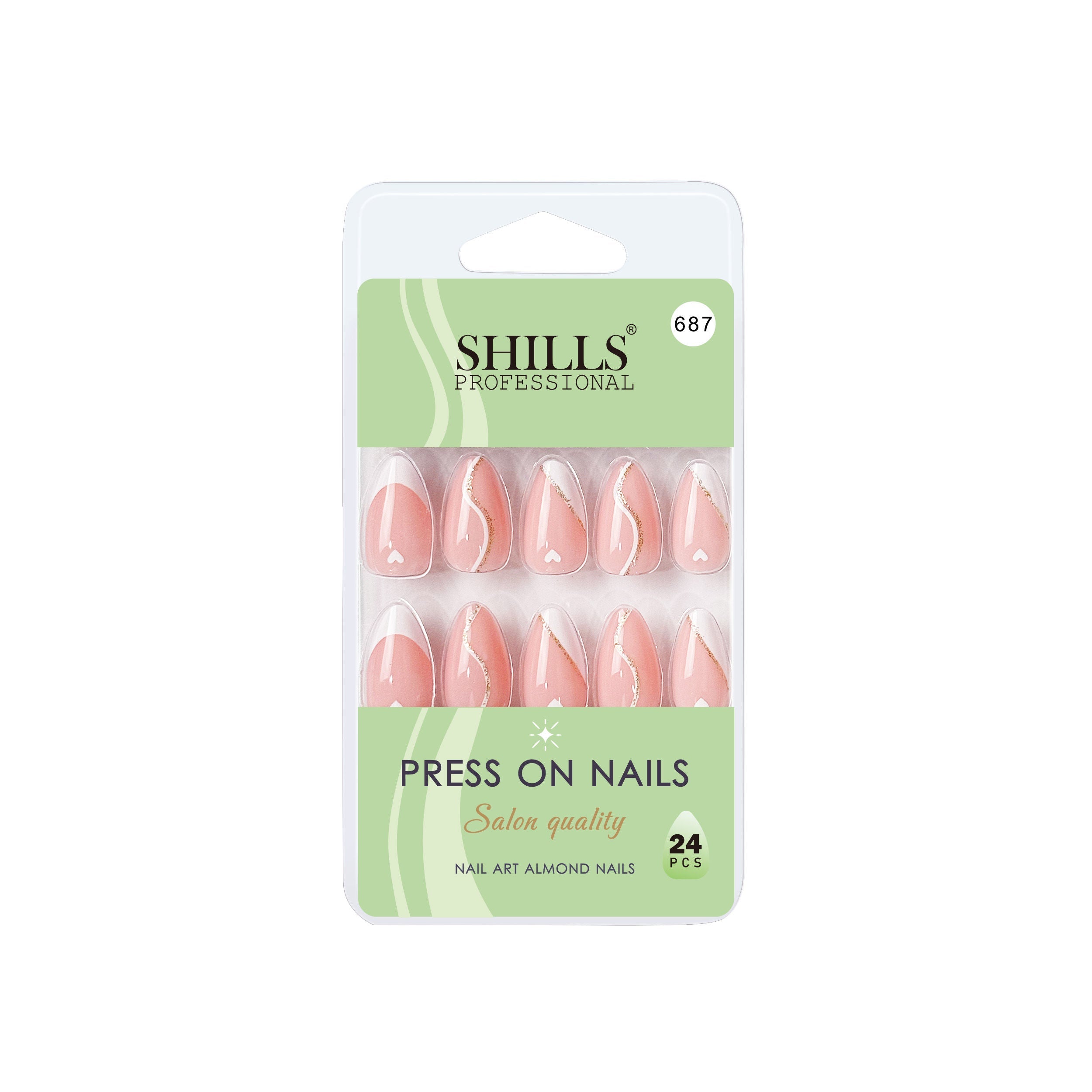 Shills Professional Reusable Almond Press On Nails - Peach