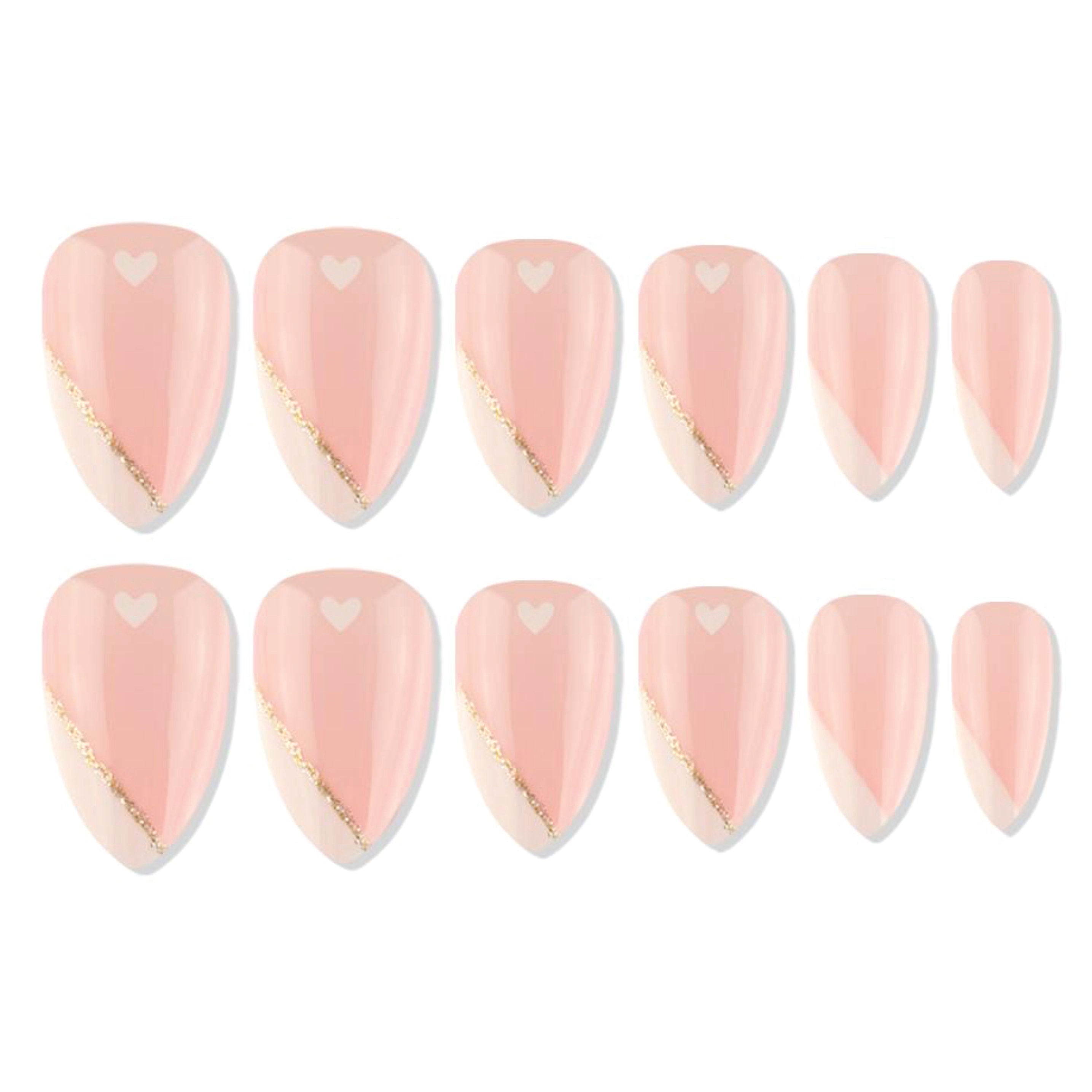 Shills Professional Reusable Almond Press On Nails - Peach