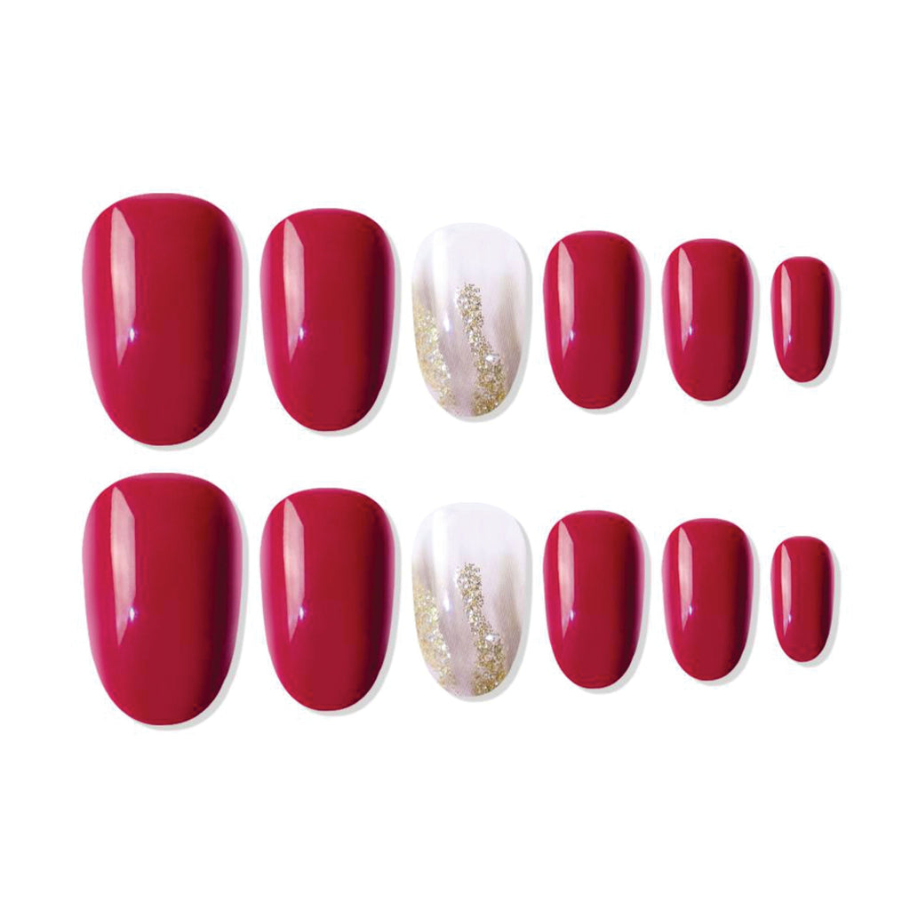 Shills Professional Reusable Oval Press On Nails - Red
