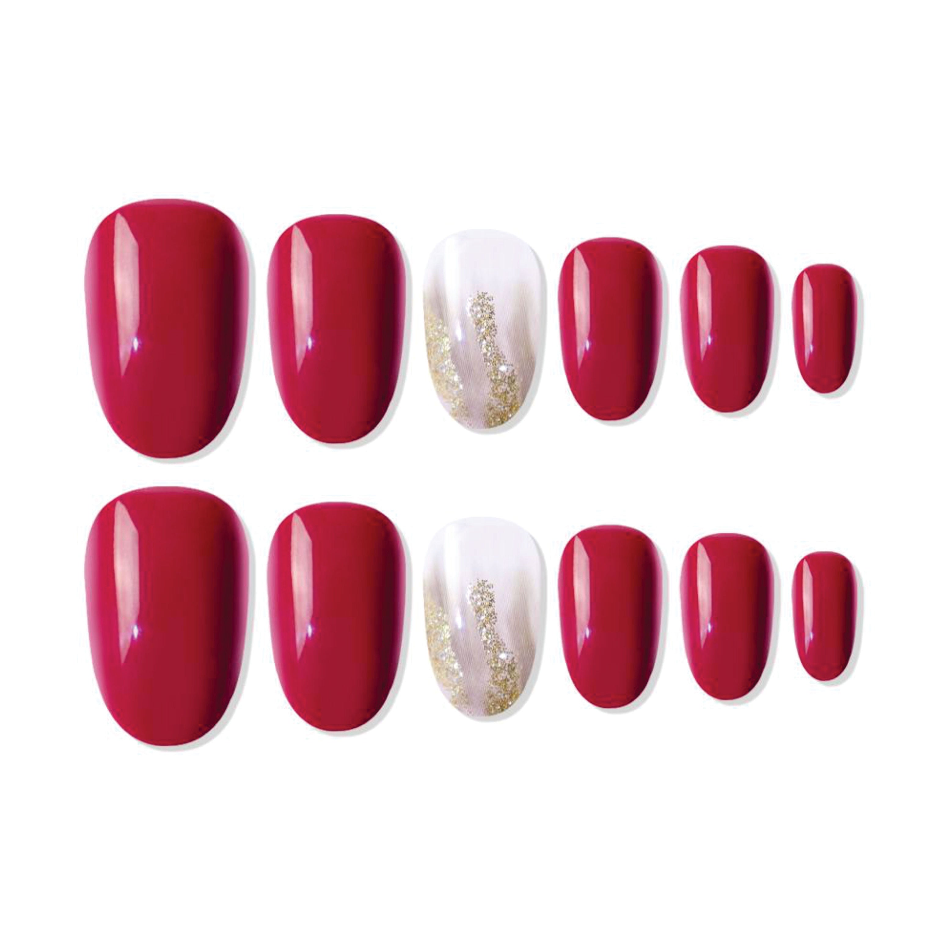 Shills Professional Reusable Oval Press On Nails - Red