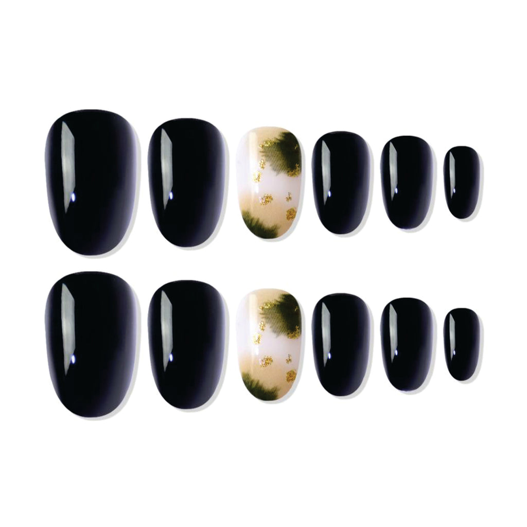 Shills Professional Reusable Oval Press On Nails - Black