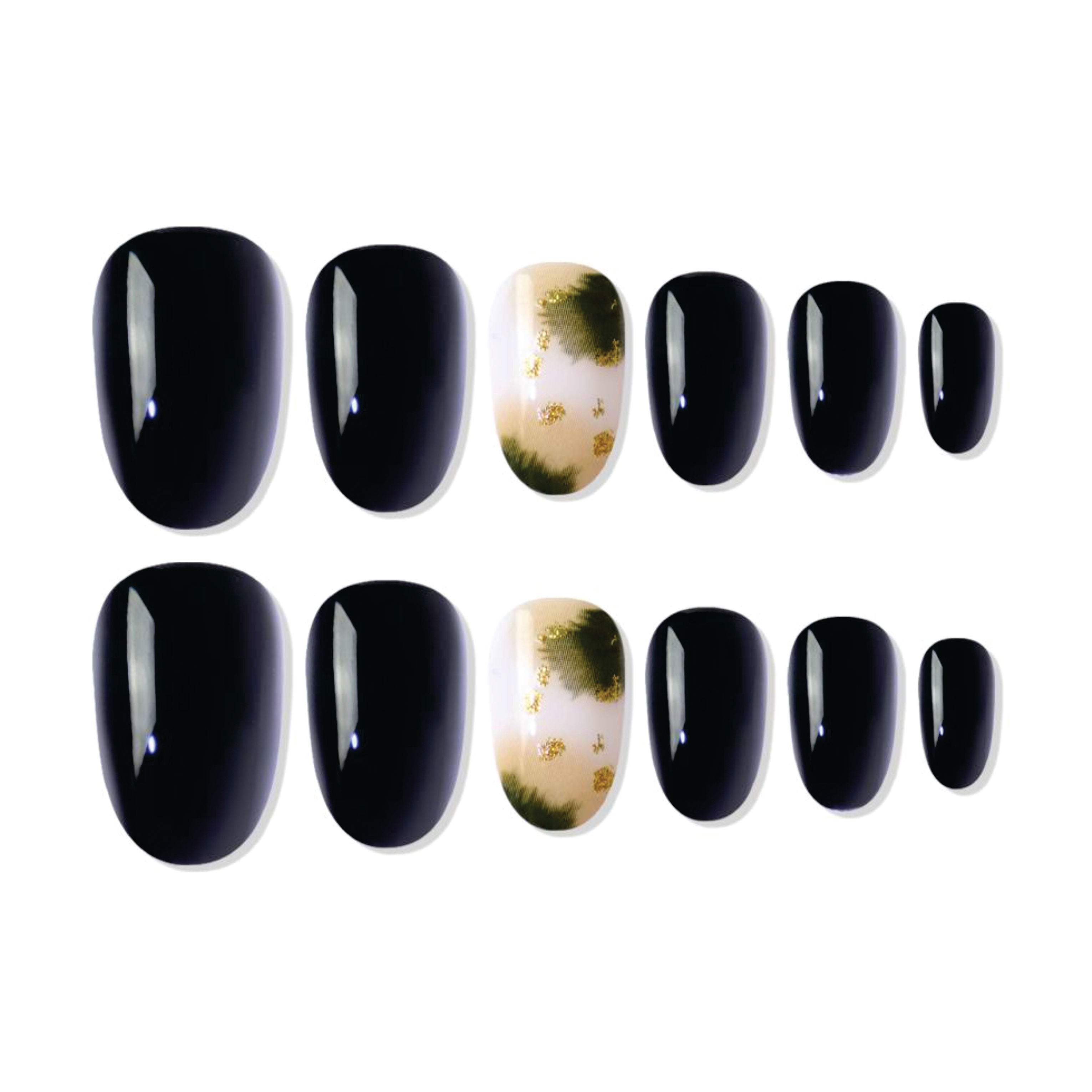 Shills Professional Reusable Oval Press On Nails - Black