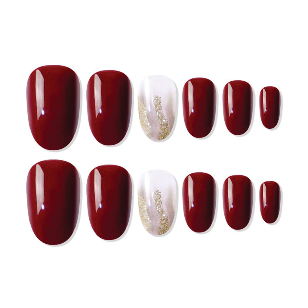 Shills Professional Reusable Oval Press On Nails - Maroon
