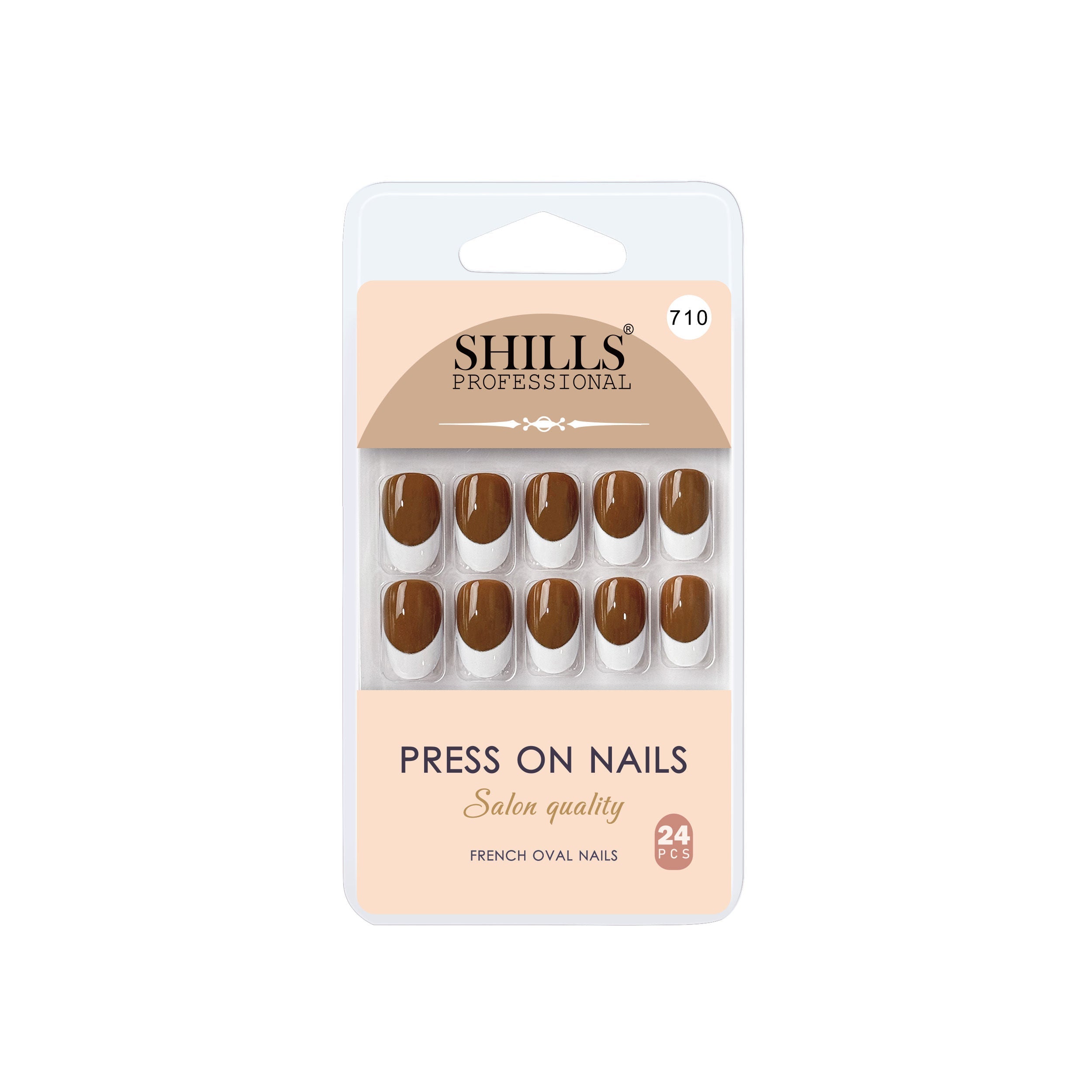 Shills Professional Reusable French Oval Press On Nails - Brown