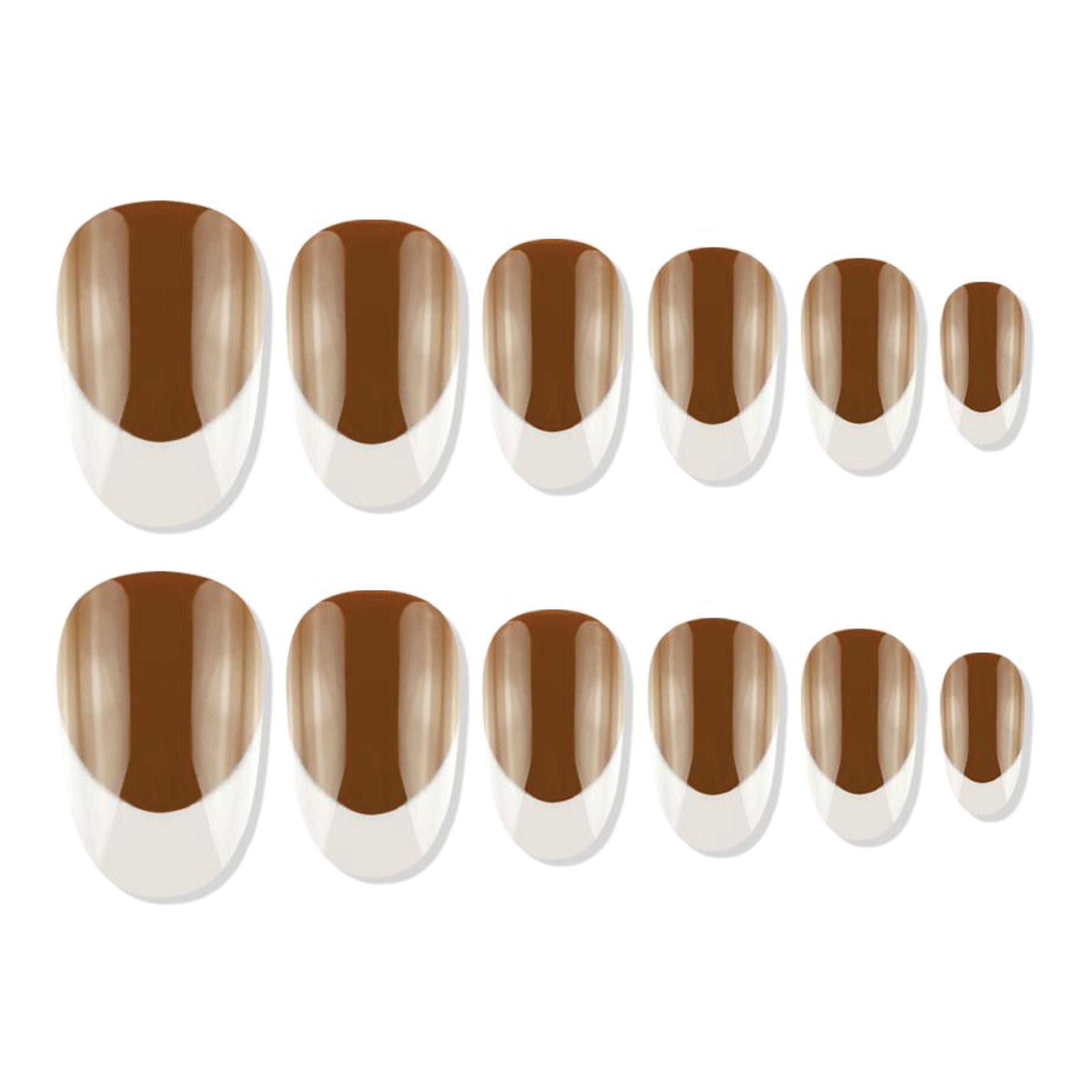 Shills Professional Reusable French Oval Press On Nails - Brown