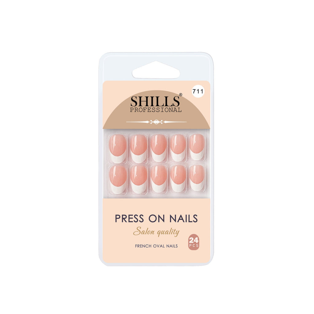 Shills Professional Reusable French Oval Press On Nails - Peach