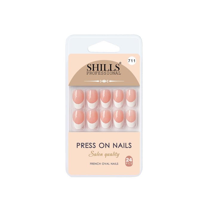 Shills Professional Reusable French Oval Press On Nails - Peach