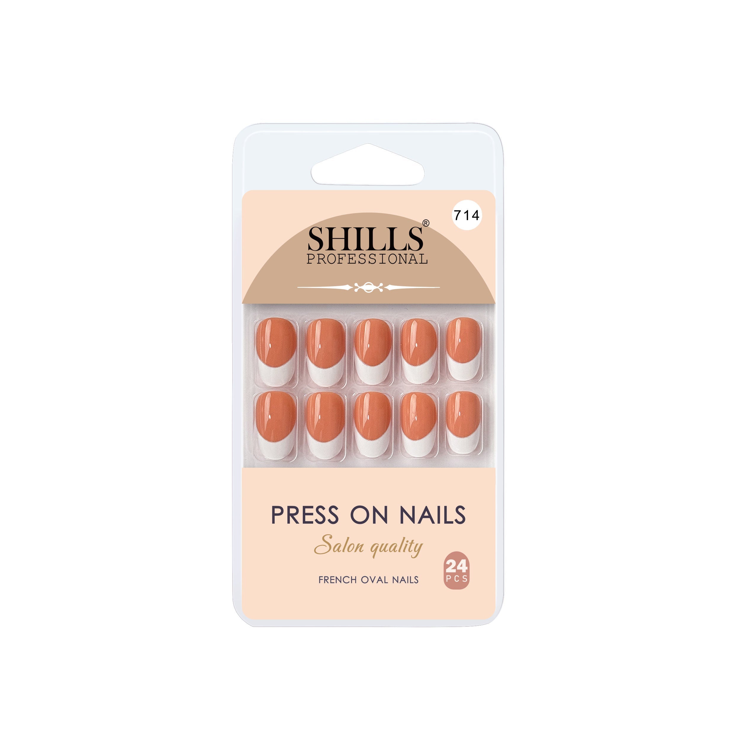 Shills Professional Reusable French Oval Press On Nails - Orange