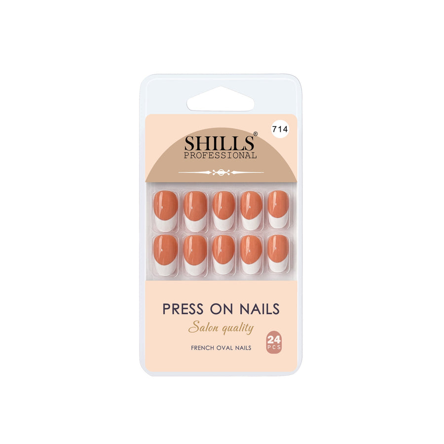 Shills Professional Reusable French Oval Press On Nails - Orange
