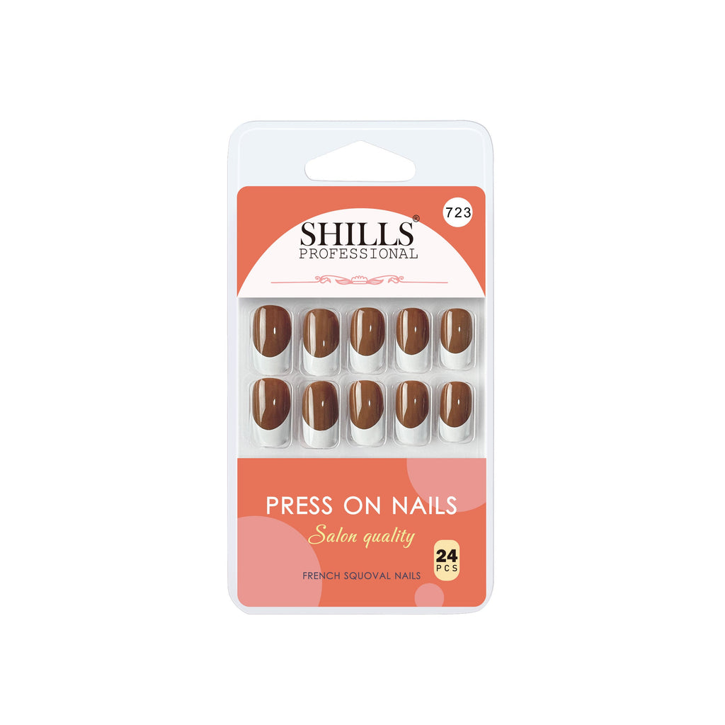 Shills Professional Reusable French Square Press On Nails - Brown