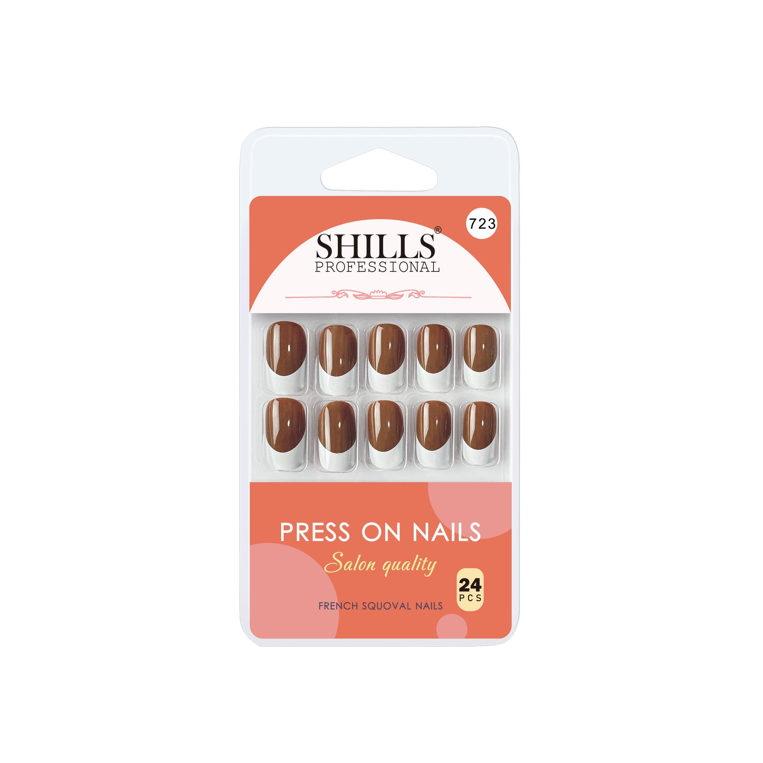 Shills Professional Reusable French Square Press On Nails - Brown