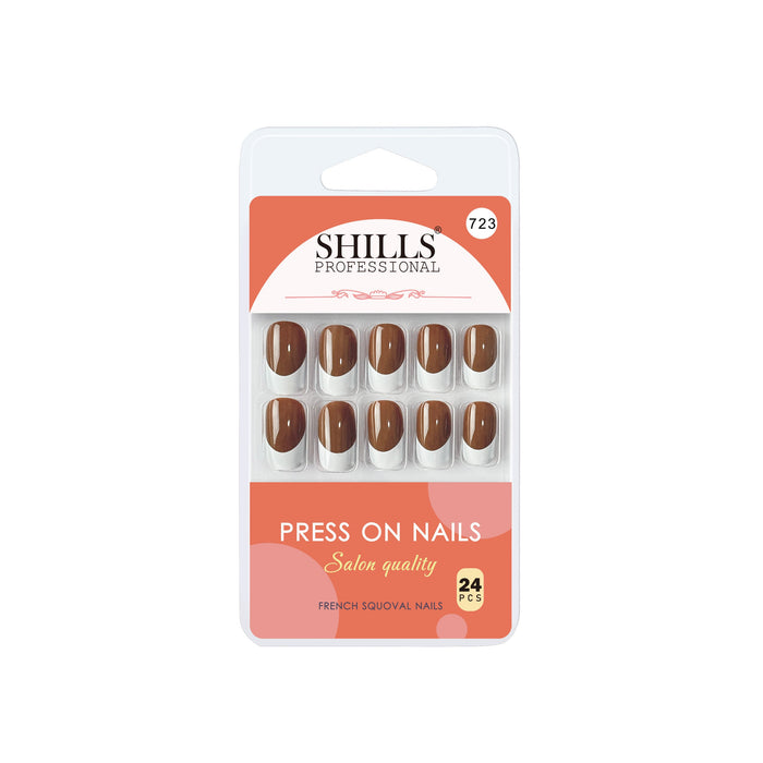 Shills Professional Reusable French Square Press On Nails - Brown