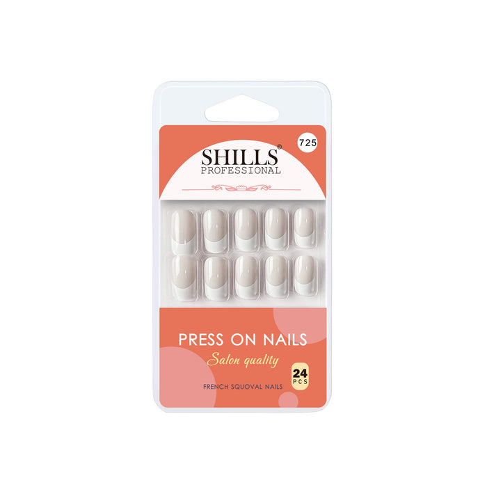 Shills Professional Reusable French Square Press On Nails - grey