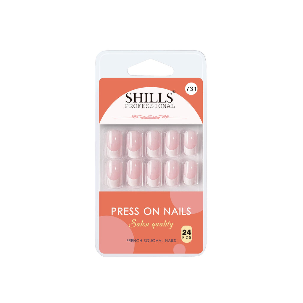 Shills Professional Reusable French Square Press On Nails - Pink